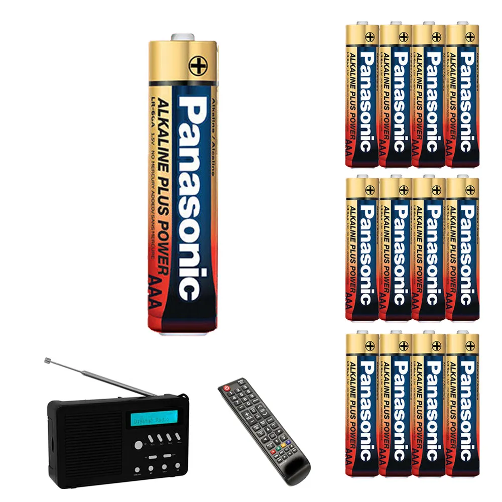 12 Pack AAA Batteries Alkaline Plus Power Triple A Battery 1.5V Long Lasting Set