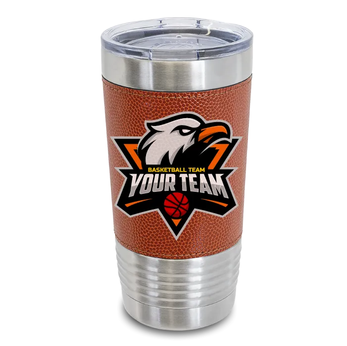 20 oz Basketball Leather Tumblers -Mix & Match- Bulk Wholesale Personalized Engraved or Full Color Print Logo