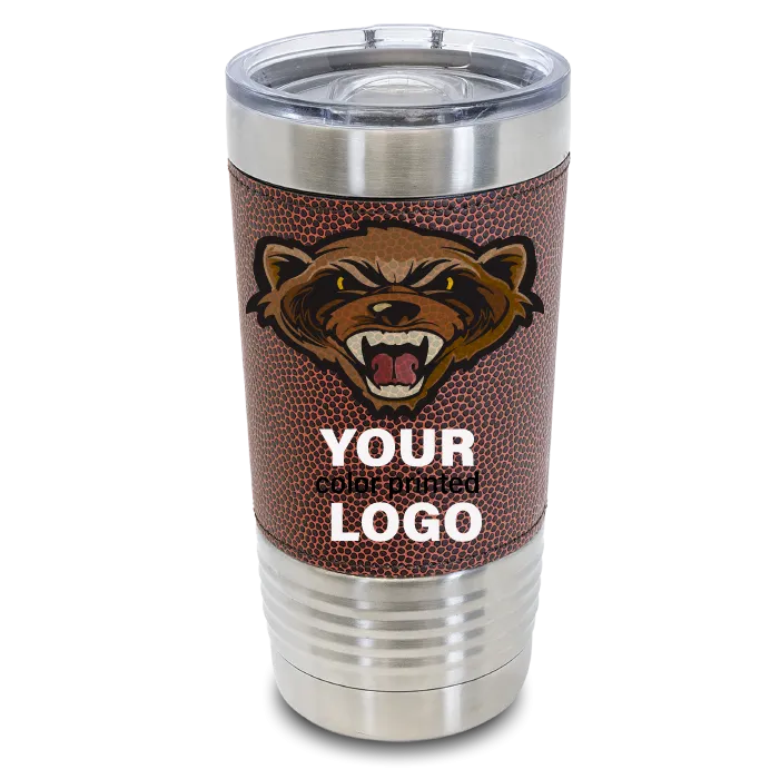 20 oz Football Leather Tumblers -Mix & Match- Bulk Wholesale Personalized Engraved or Full Color Print Logo