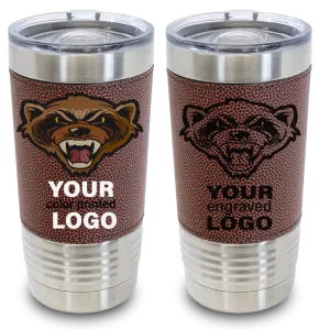 20 oz Football Leather Tumblers -Mix & Match- Bulk Wholesale Personalized Engraved or Full Color Print Logo