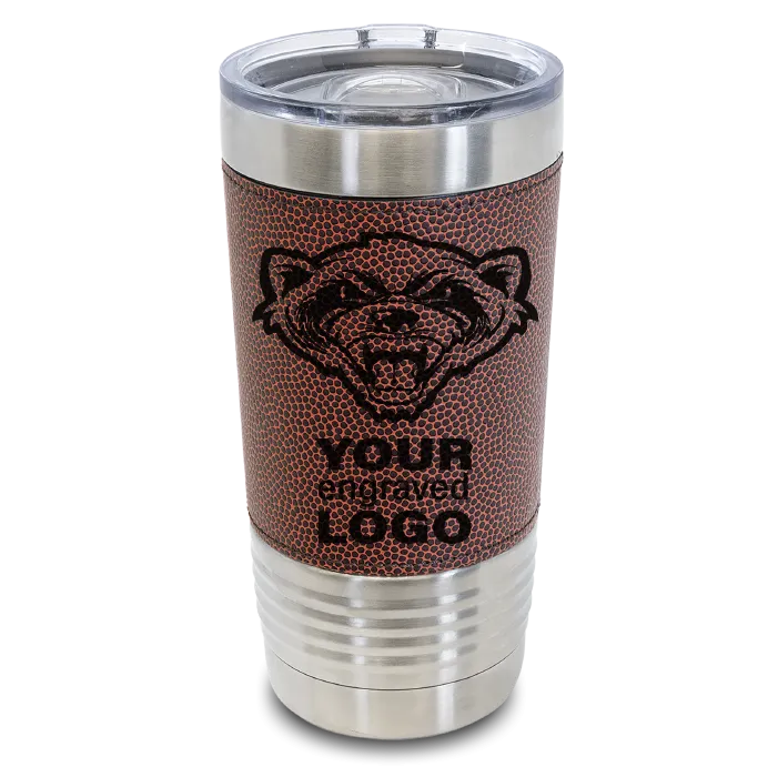 20 oz Football Leather Tumblers -Mix & Match- Bulk Wholesale Personalized Engraved or Full Color Print Logo