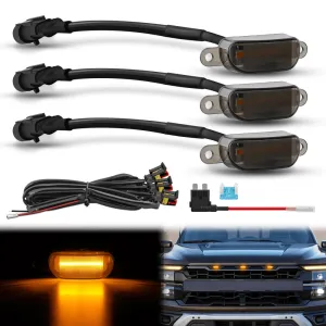 2004-2019 Ford F150 Raptor 2013-2018 Dodge Ram 1500 4LED Amber Front Grille Marker Lights