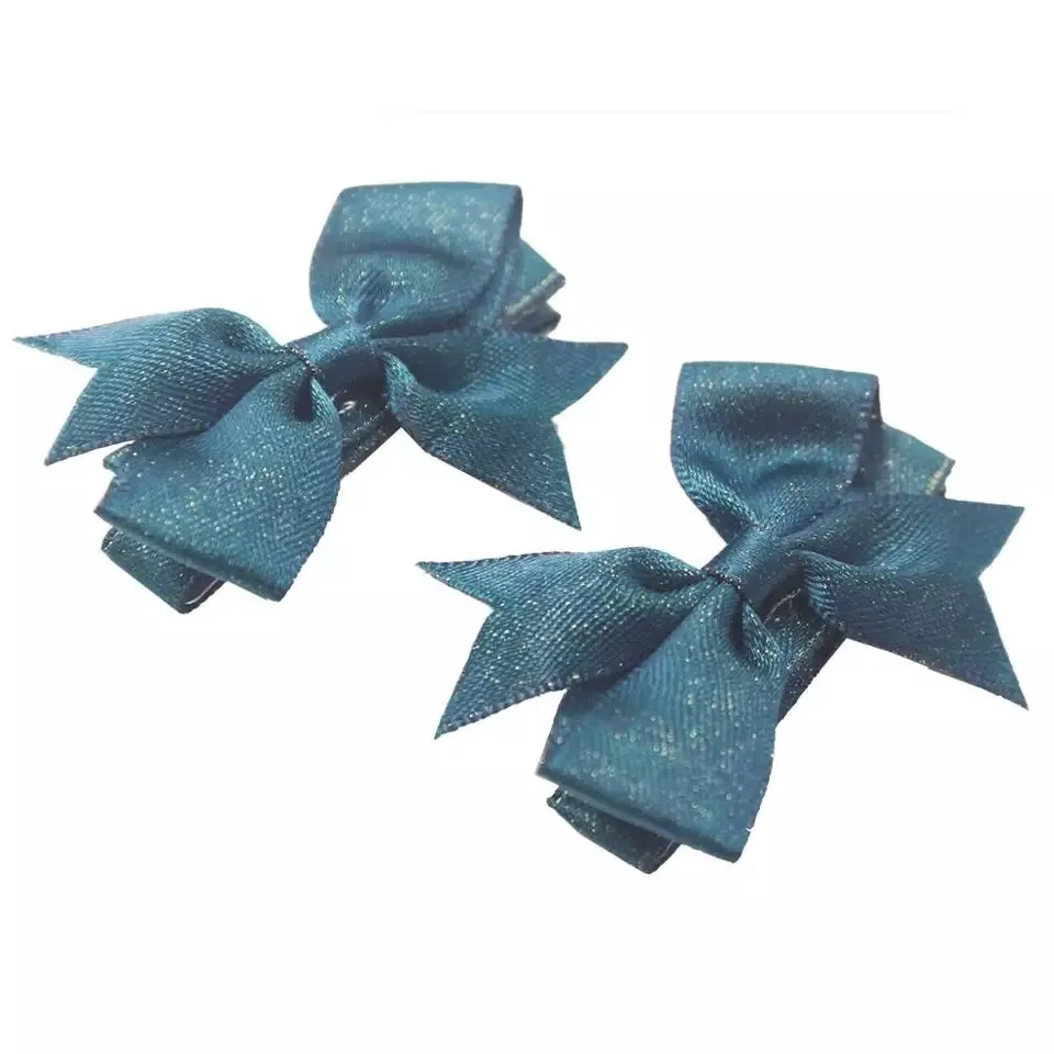 2" Sparkle Satin Non-Slip Pinch Clip Bows (CLICK FOR OPTIONS)