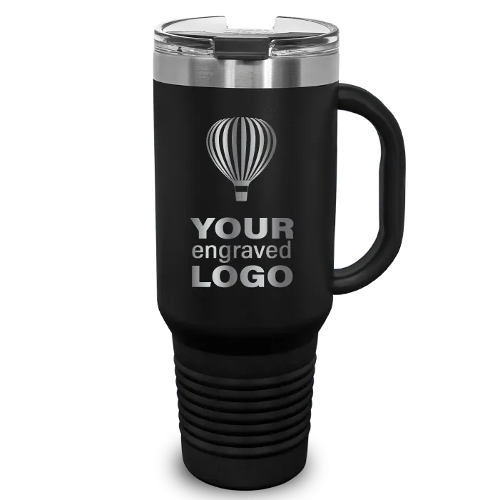 40 oz Handled Snap Lid Tumblers -Mix & Match- Bulk Wholesale Personalized Engraved or Full Color Print Logo