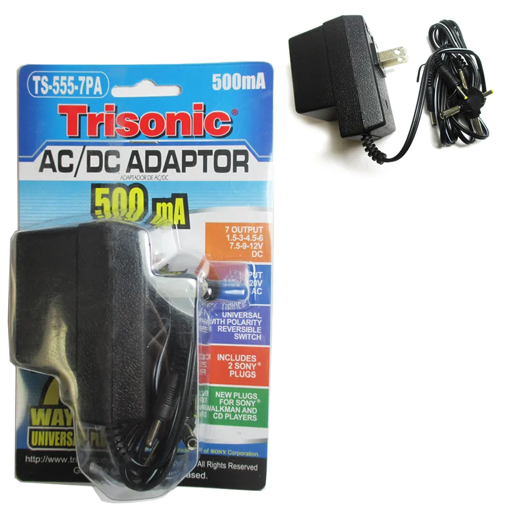 AC DC Universal Power Adapter output 1.5V to 12V 6 Plugs Selection 110-220V Volt