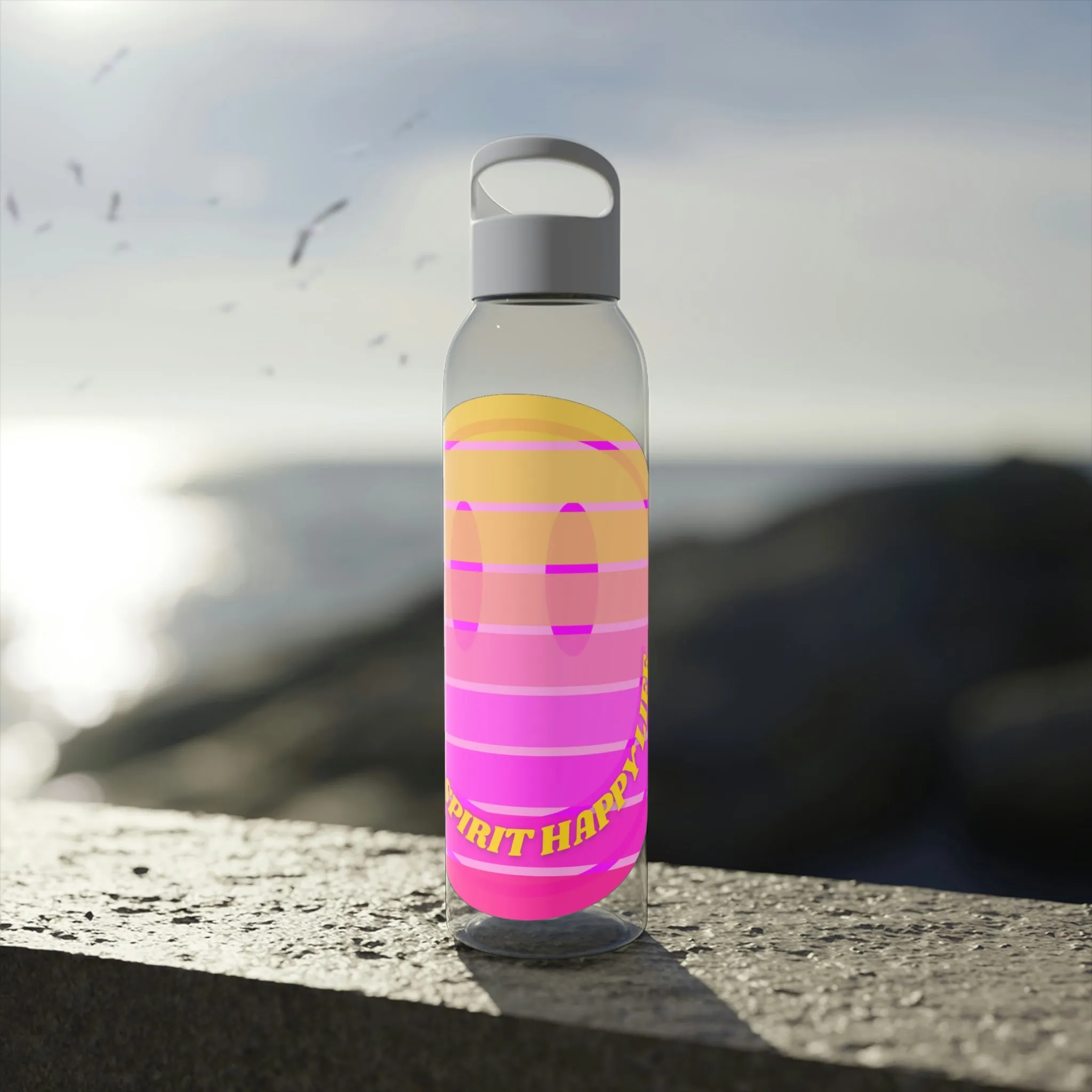 Aesthetic Happy Spirit Happy Life Water Bottle, Aesthetic Pink Bottle, Smile Face, Trendy Tumblr Bottle, Happy Mind Tumbler, BPA Fre