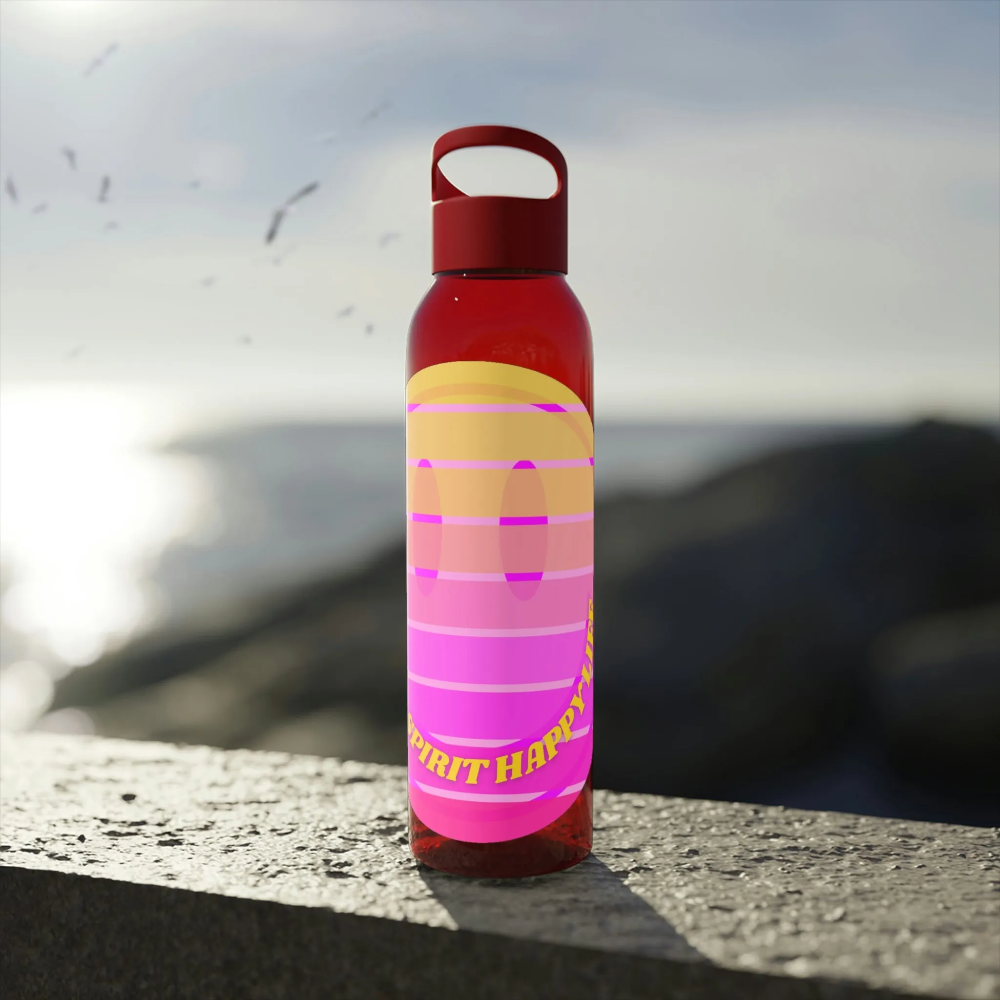 Aesthetic Happy Spirit Happy Life Water Bottle, Aesthetic Pink Bottle, Smile Face, Trendy Tumblr Bottle, Happy Mind Tumbler, BPA Fre