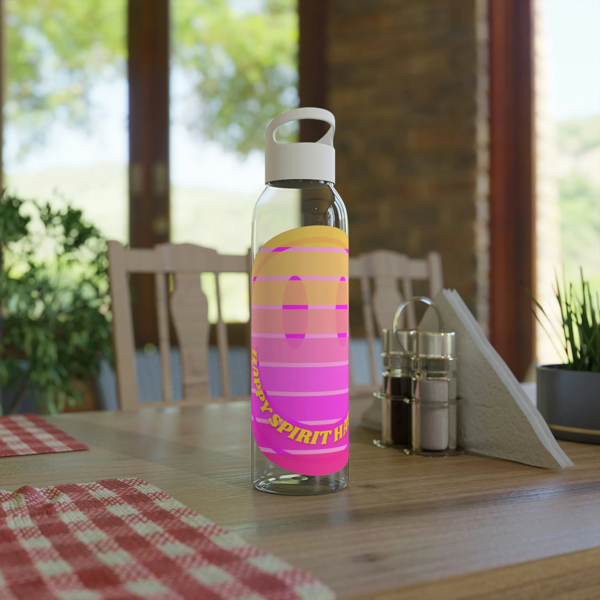 Aesthetic Happy Spirit Happy Life Water Bottle, Aesthetic Pink Bottle, Smile Face, Trendy Tumblr Bottle, Happy Mind Tumbler, BPA Fre