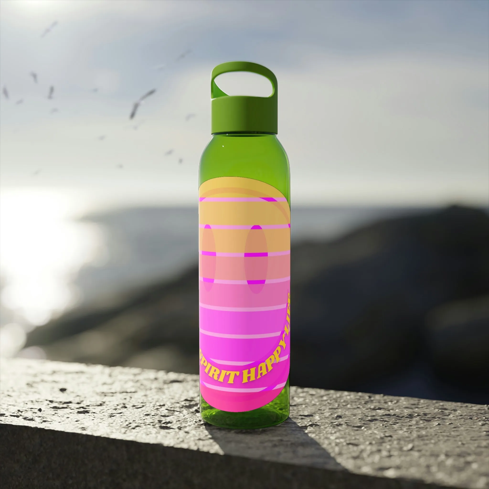 Aesthetic Happy Spirit Happy Life Water Bottle, Aesthetic Pink Bottle, Smile Face, Trendy Tumblr Bottle, Happy Mind Tumbler, BPA Fre
