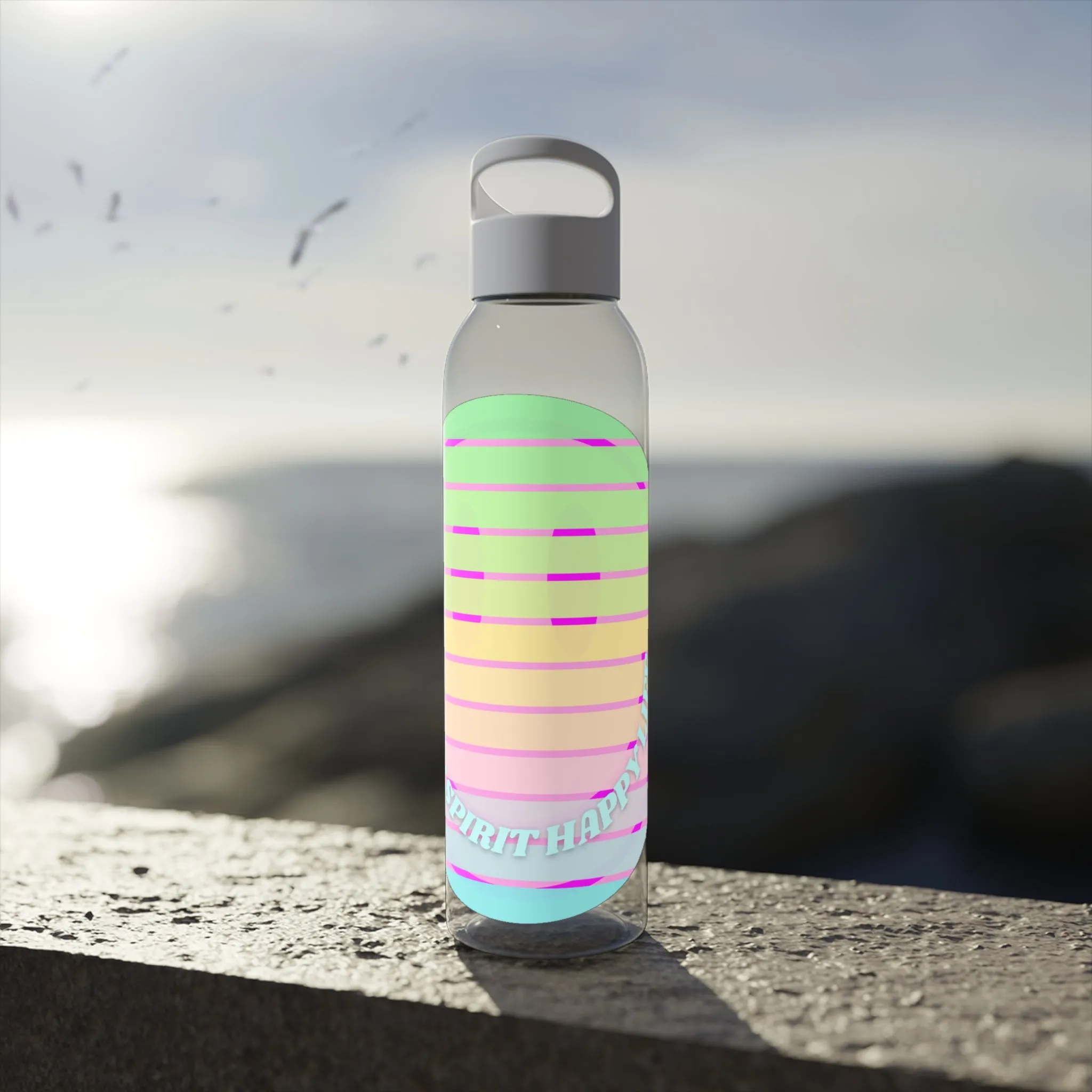 Aesthetic Happy Spirit Happy Life Water Bottle, Aesthetic Pink Bottle, Smile Face, Trendy Tumblr Bottle, Happy Mind Tumbler, BPA Free Bottle