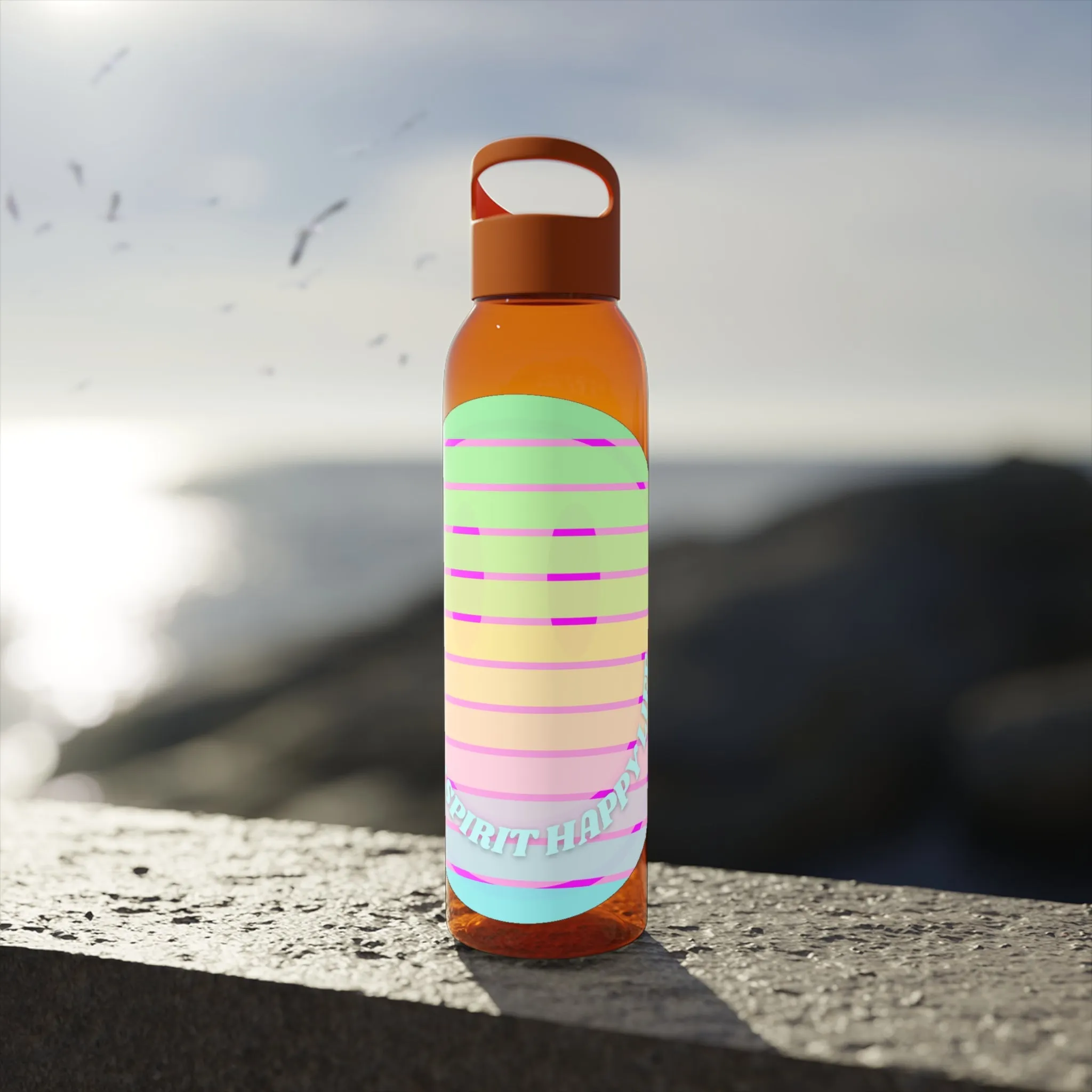 Aesthetic Happy Spirit Happy Life Water Bottle, Aesthetic Pink Bottle, Smile Face, Trendy Tumblr Bottle, Happy Mind Tumbler, BPA Free Bottle