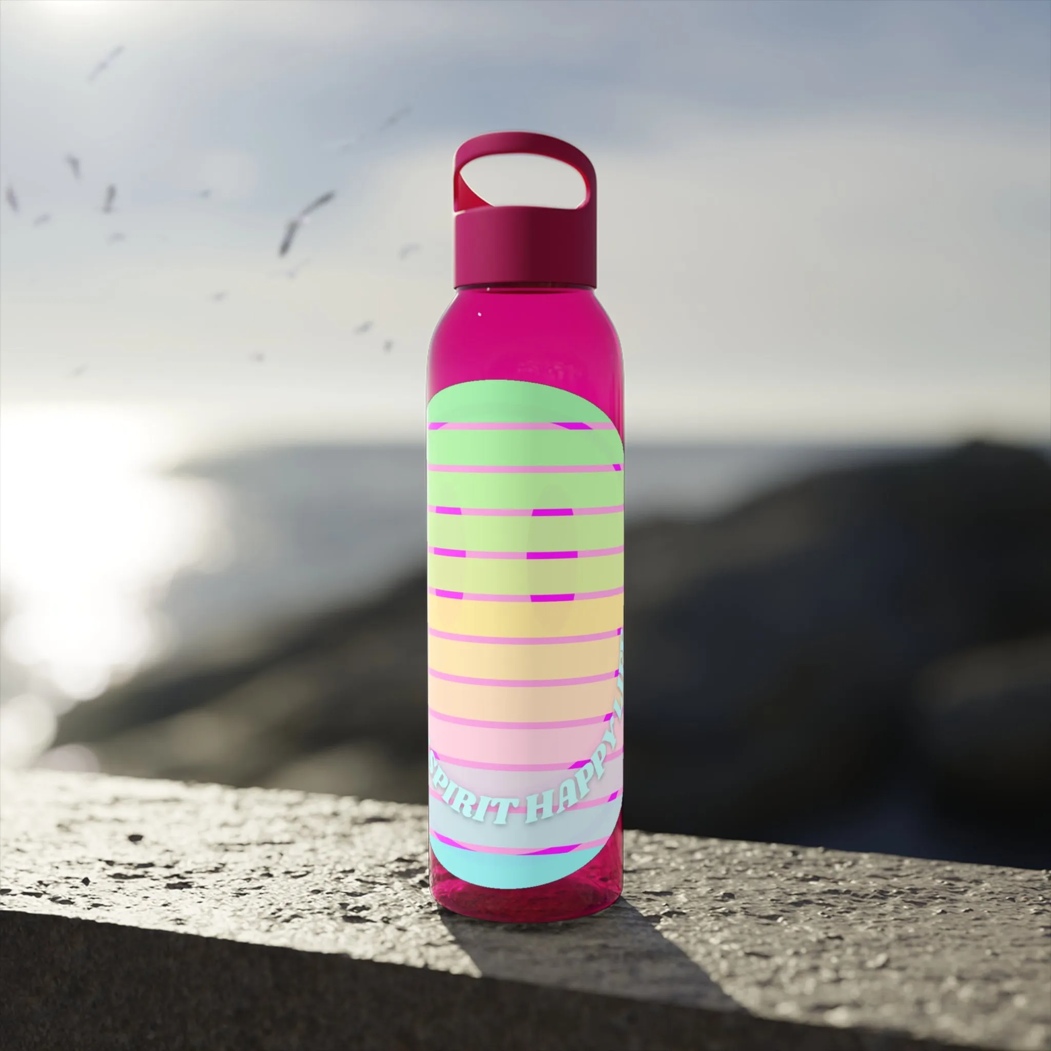 Aesthetic Happy Spirit Happy Life Water Bottle, Aesthetic Pink Bottle, Smile Face, Trendy Tumblr Bottle, Happy Mind Tumbler, BPA Free Bottle