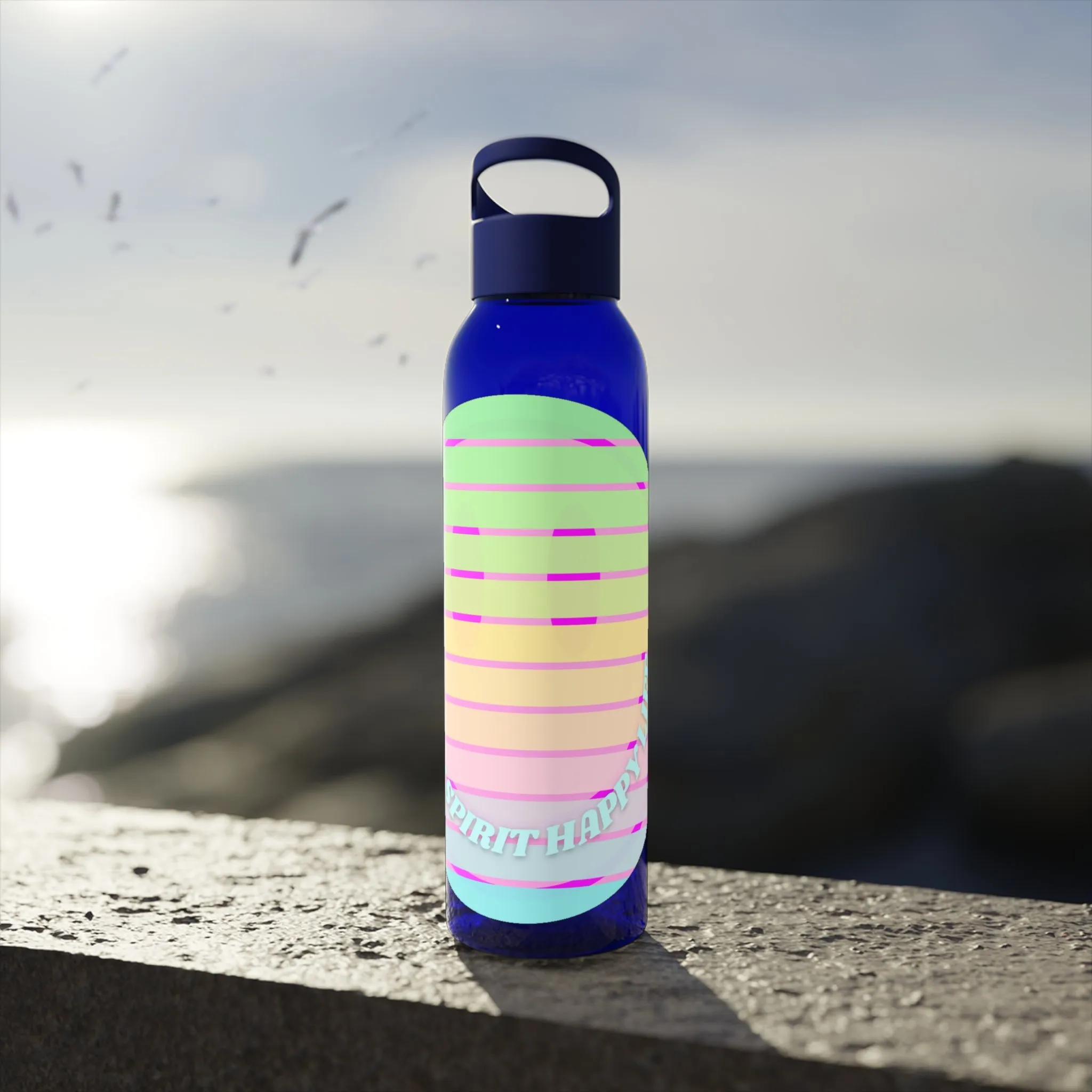 Aesthetic Happy Spirit Happy Life Water Bottle, Aesthetic Pink Bottle, Smile Face, Trendy Tumblr Bottle, Happy Mind Tumbler, BPA Free Bottle