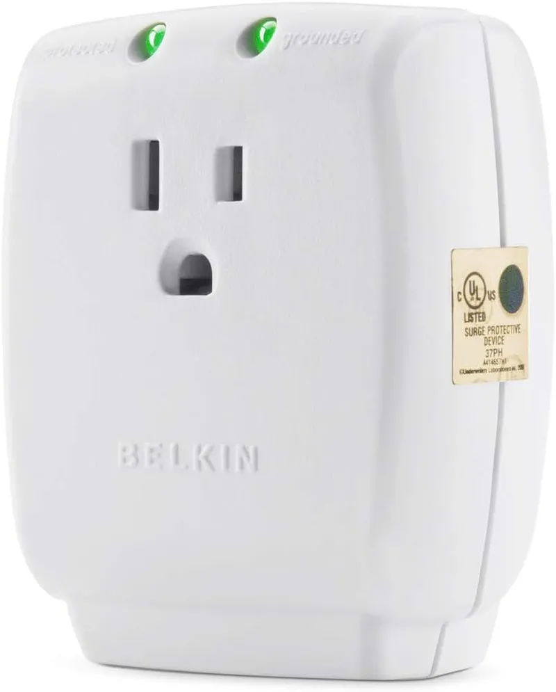 Belkin 1-Outlet Surgecube Portable Wall Tap with Ground & Protected Light Indicators - for Home, Office, Travel