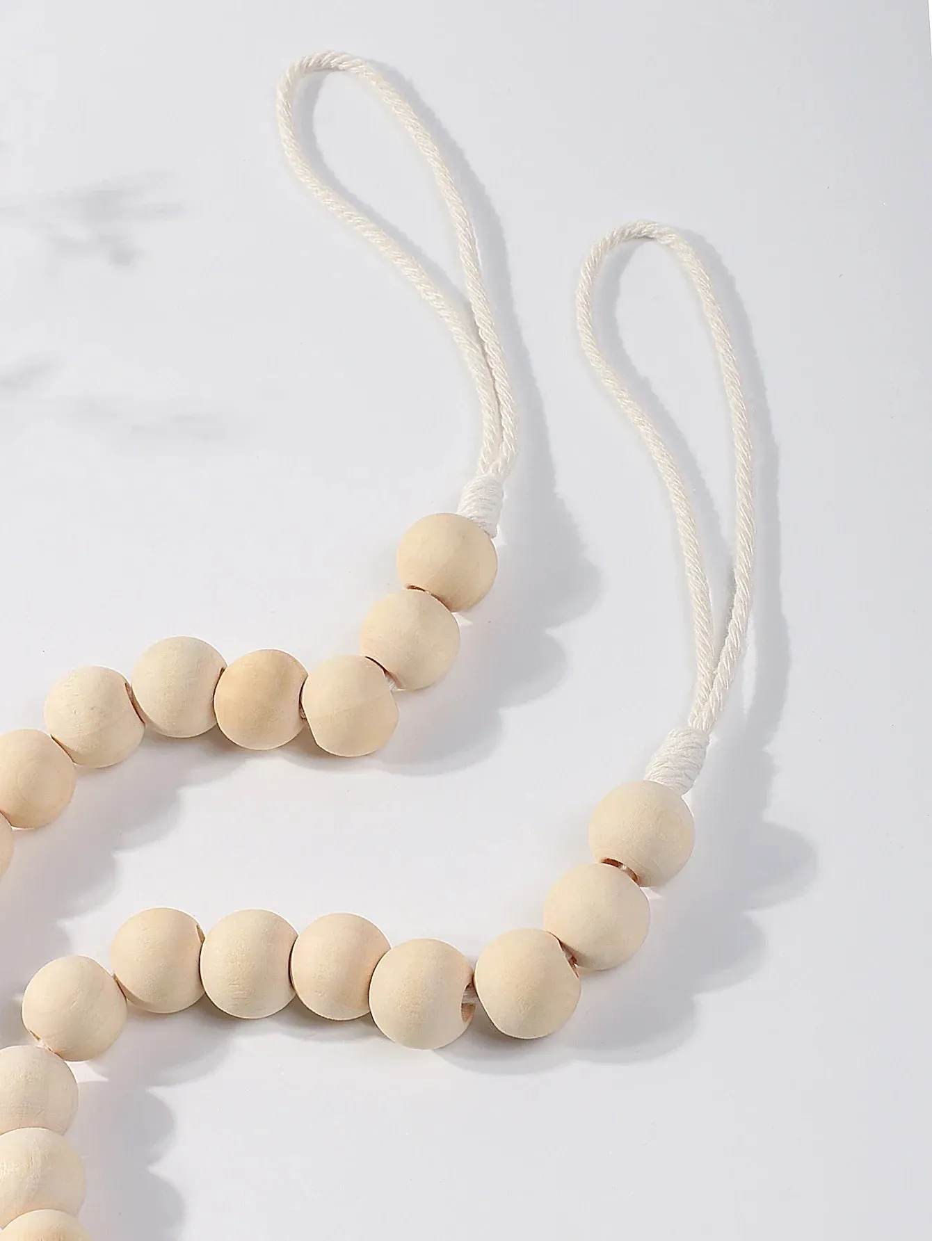 Boho Macrame Curtain Tiebacks with Wooden Beads