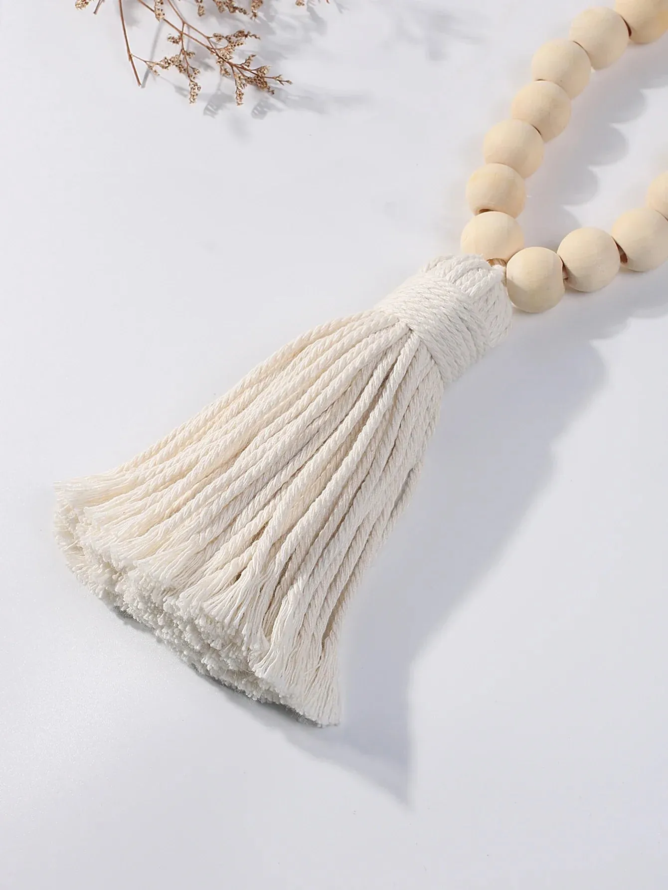 Boho Macrame Curtain Tiebacks with Wooden Beads