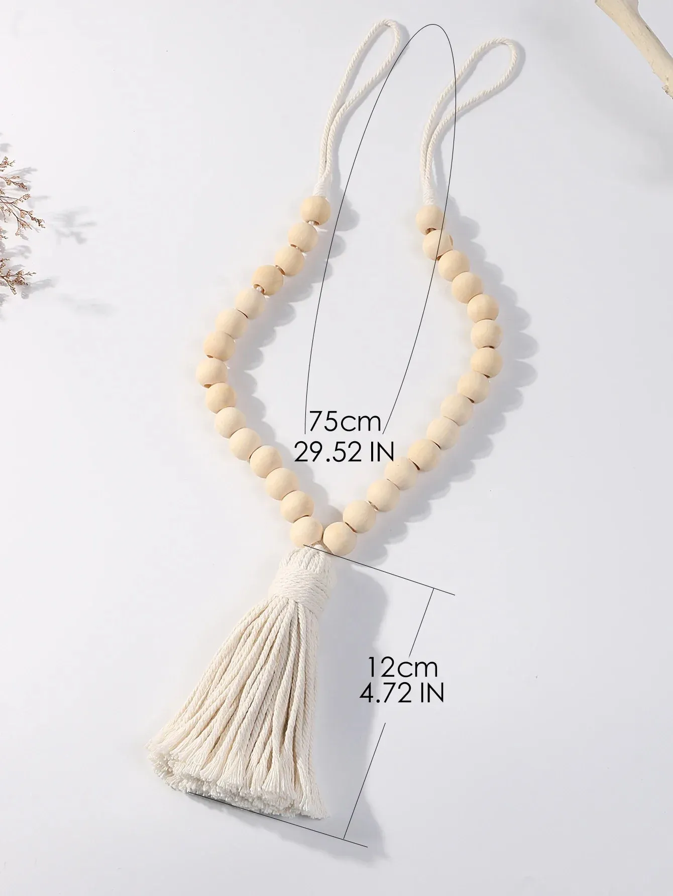 Boho Macrame Curtain Tiebacks with Wooden Beads