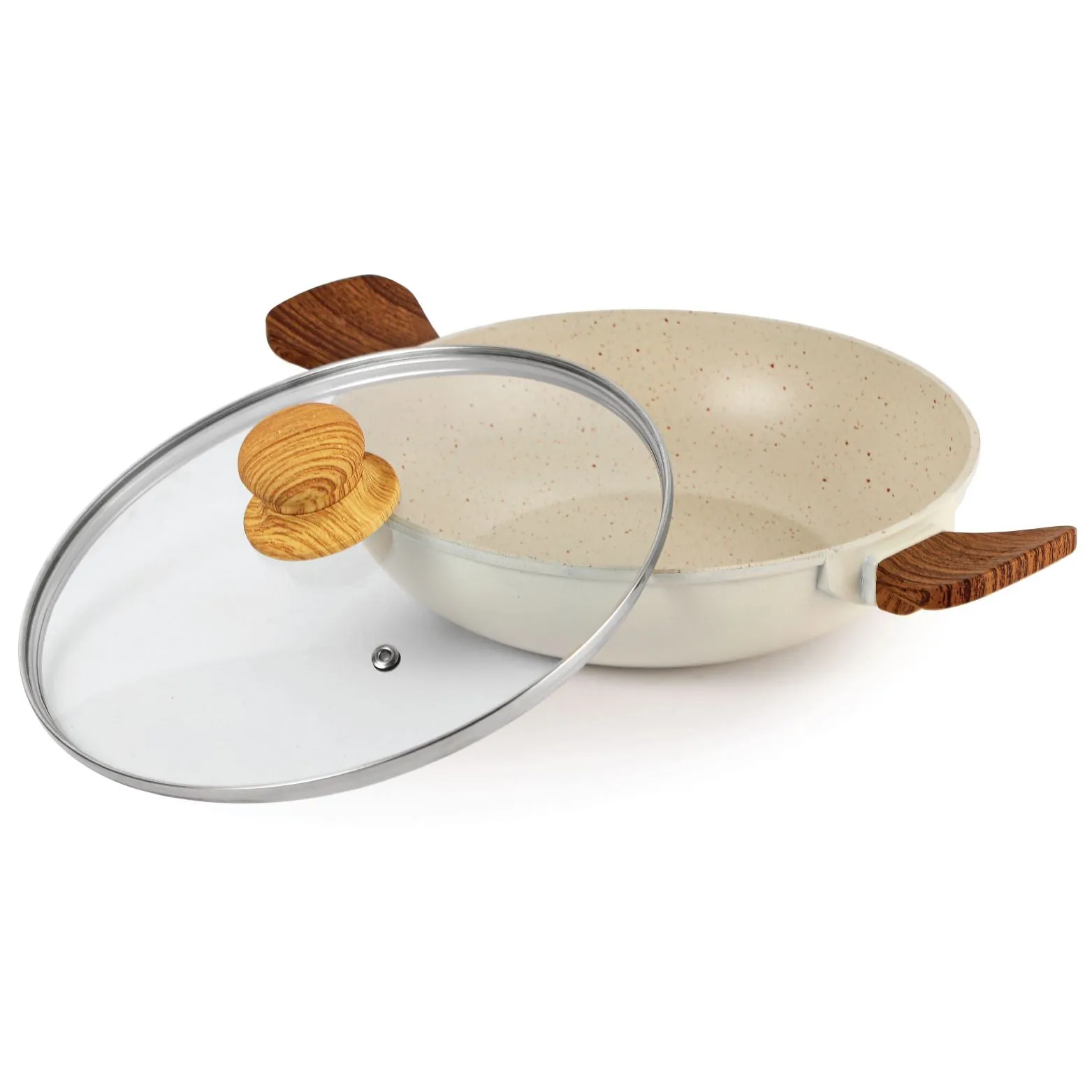 Castello Die Cast Induction Base Kadai With Glass Lid