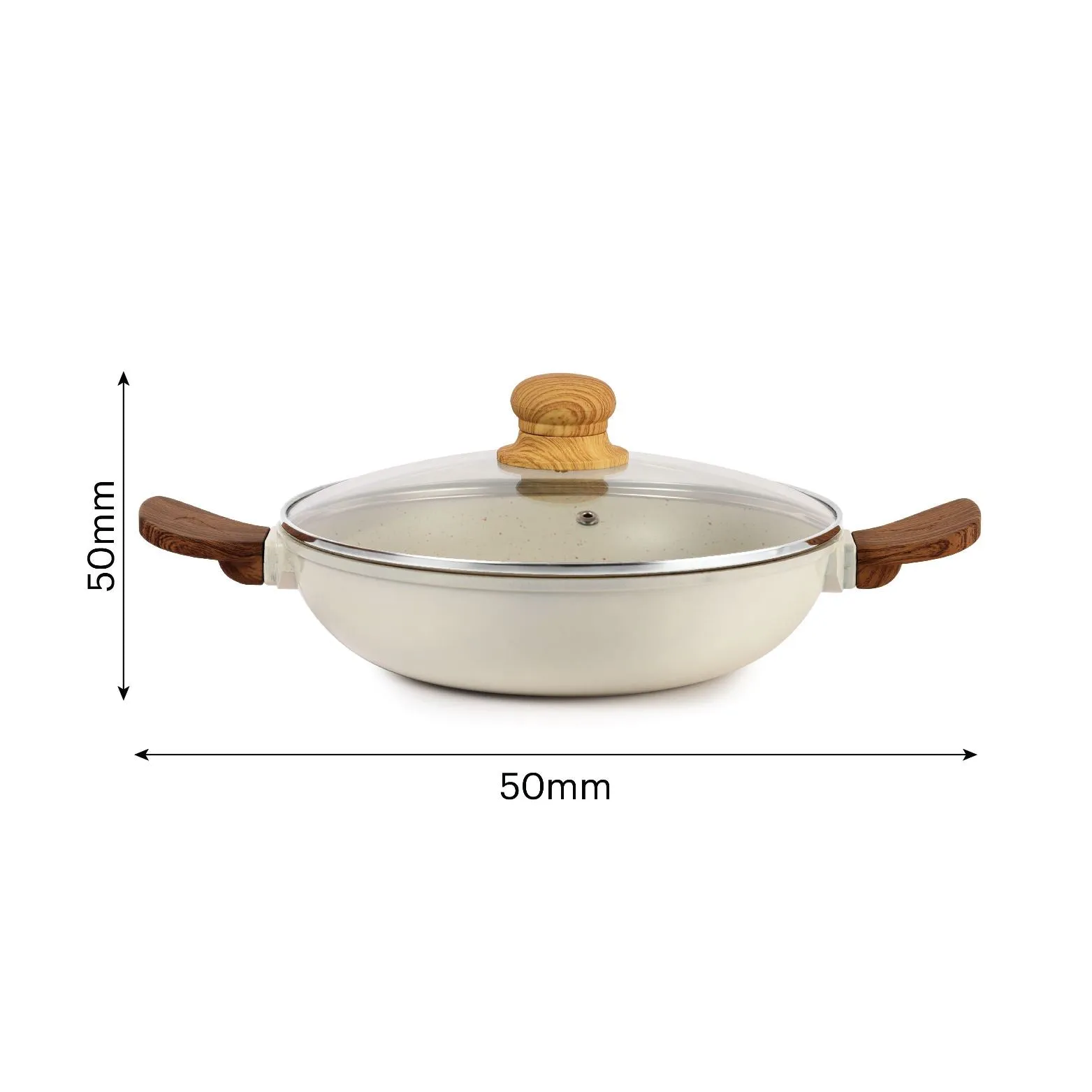 Castello Die Cast Induction Base Kadai With Glass Lid