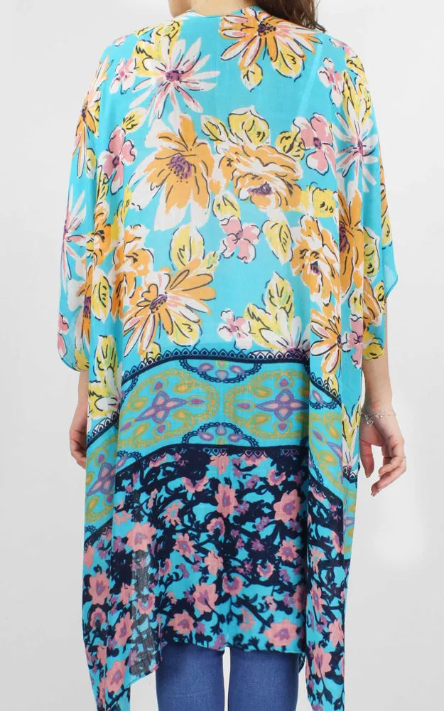 EAV5090 Floral Print Kimono Cover Up