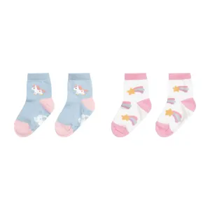 Huxbaby Rainbow Unicorn 2 pack Socks - Ice Water/White