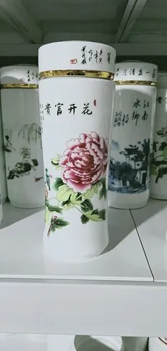Jingdezhen ceramic teacup thermos mug with lid blue and white porcelain water cup liner office cup portable teacup Gift cup