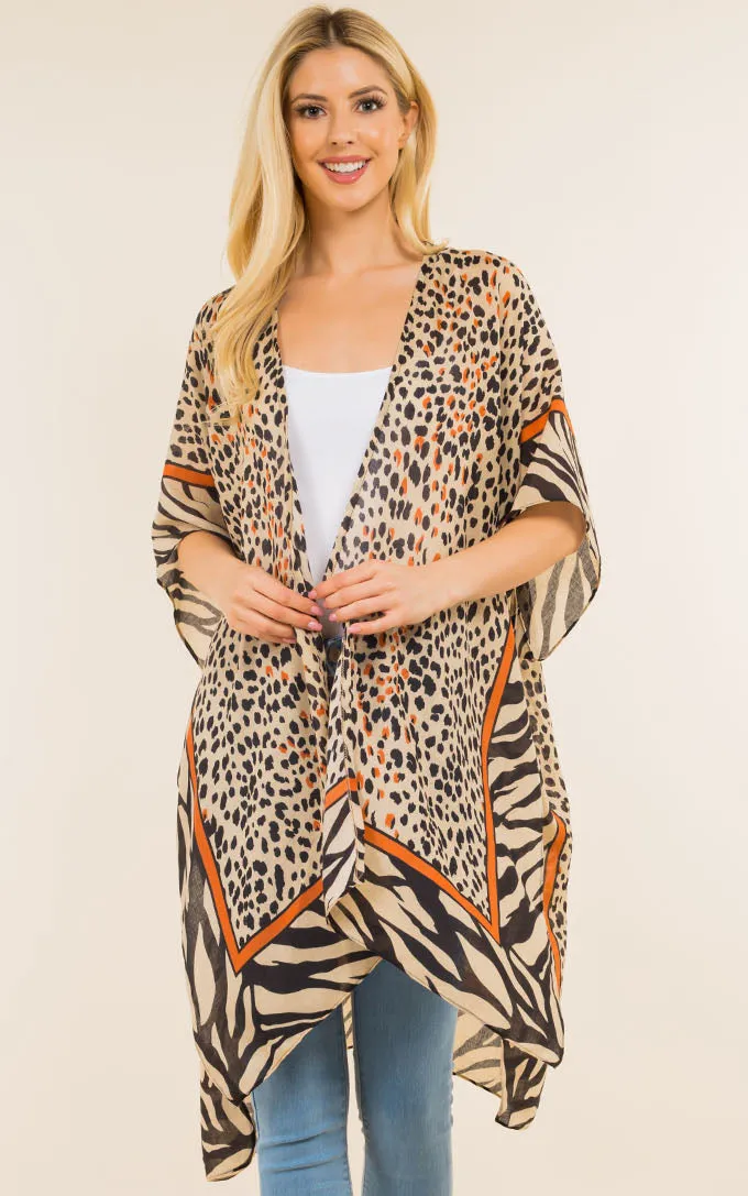 KP4115 Animal Print Kimono Cover Up
