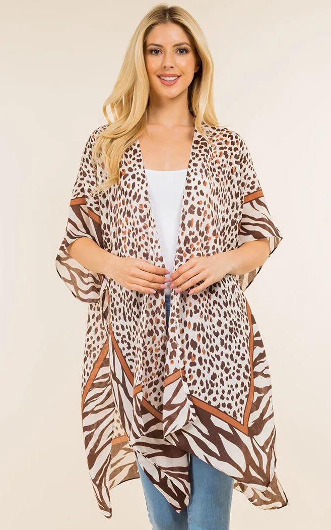 KP4115 Animal Print Kimono Cover Up
