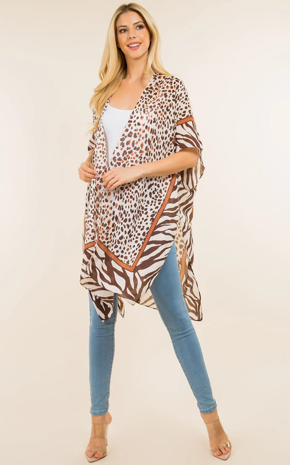 KP4115 Animal Print Kimono Cover Up
