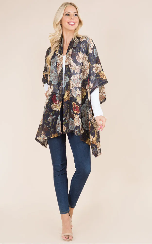 KP8862 Floral Design Print Kimono