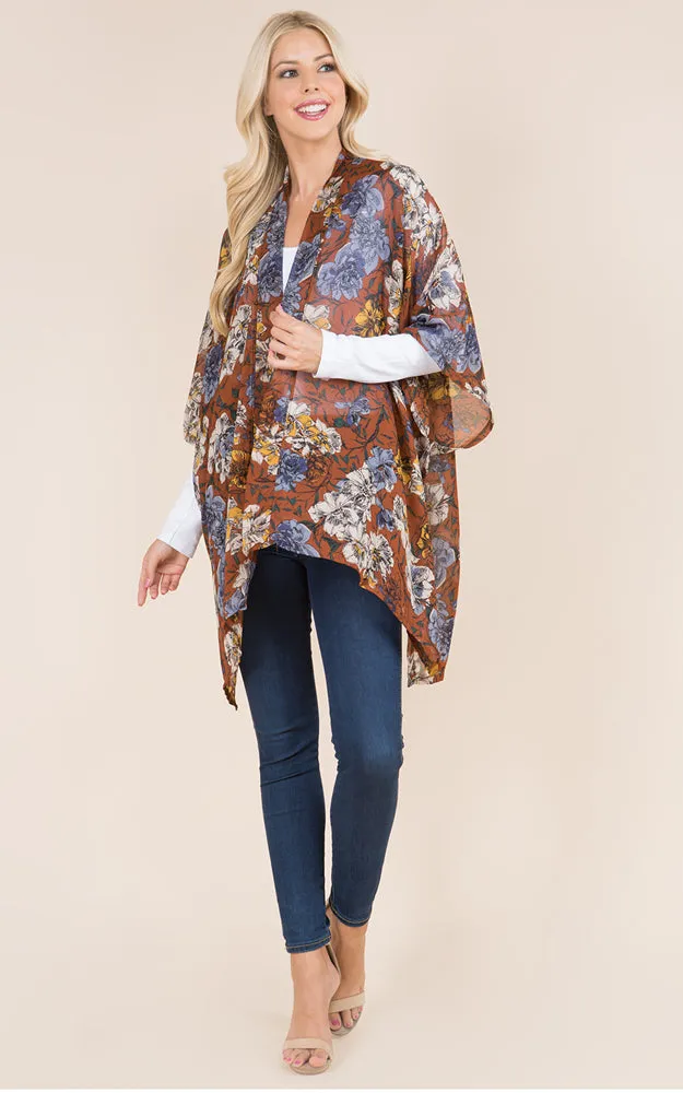 KP8862 Floral Design Print Kimono