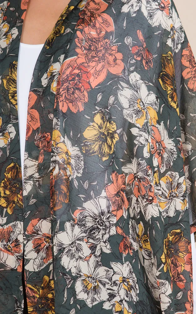 KP8862 Floral Design Print Kimono