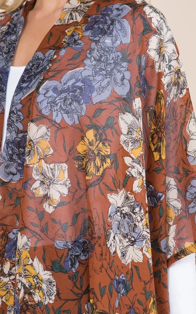 KP8862 Floral Design Print Kimono