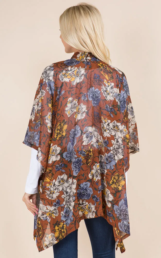 KP8862 Floral Design Print Kimono