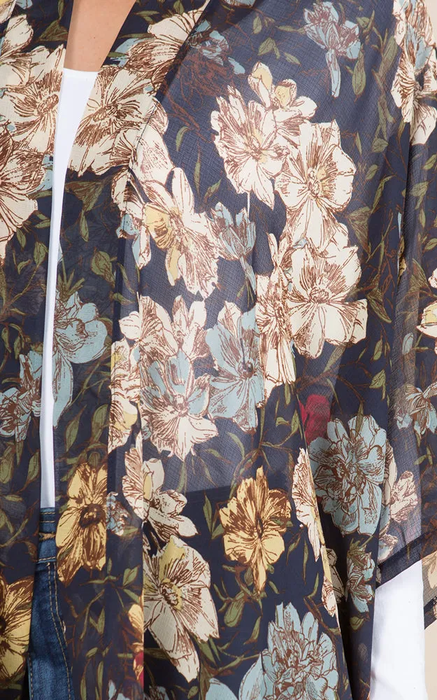 KP8862 Floral Design Print Kimono
