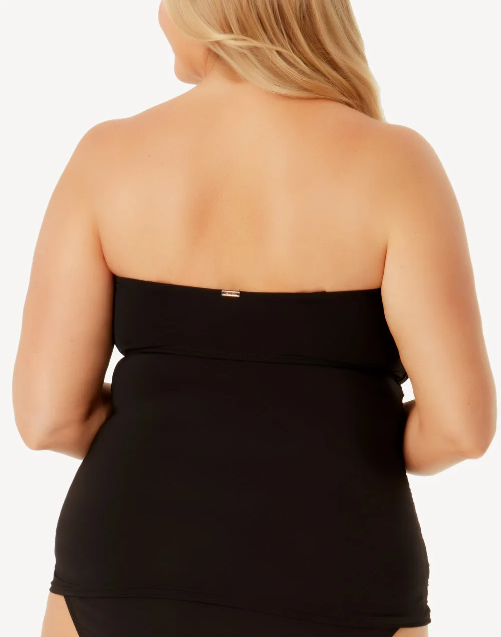Live In Colour Twist Front Plus Size Shirred Bandeau Tankini Top