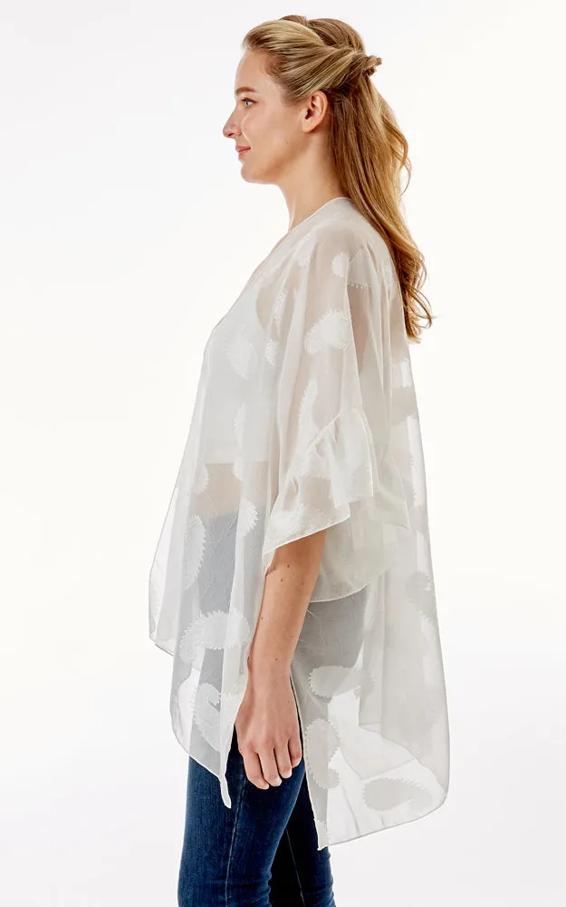 LOF1261 Paisley Sheer Cover Up w/Ruffle Sleeves