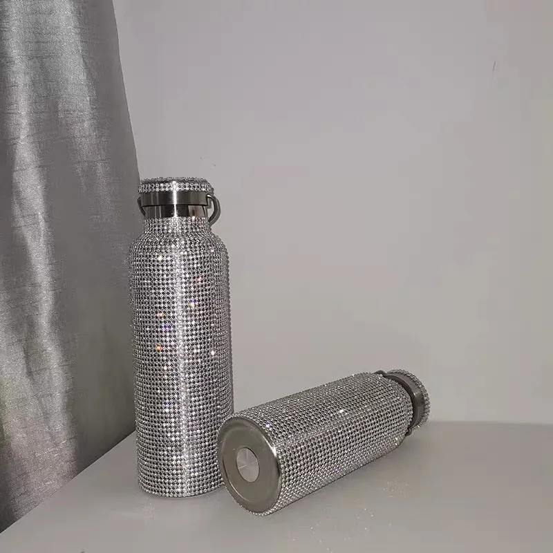 New Diamond Thermos Bottle 304 Stainless Steel Water Bottle for Girls Thermos Cup Tea Coffee Mug for Adult Keep Warm and Cold