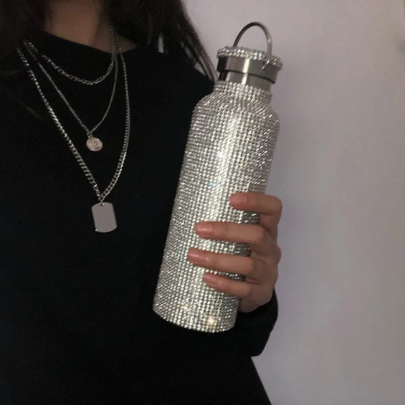New Diamond Thermos Bottle 304 Stainless Steel Water Bottle for Girls Thermos Cup Tea Coffee Mug for Adult Keep Warm and Cold