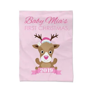 Pink First Christmas Blanket - Medium