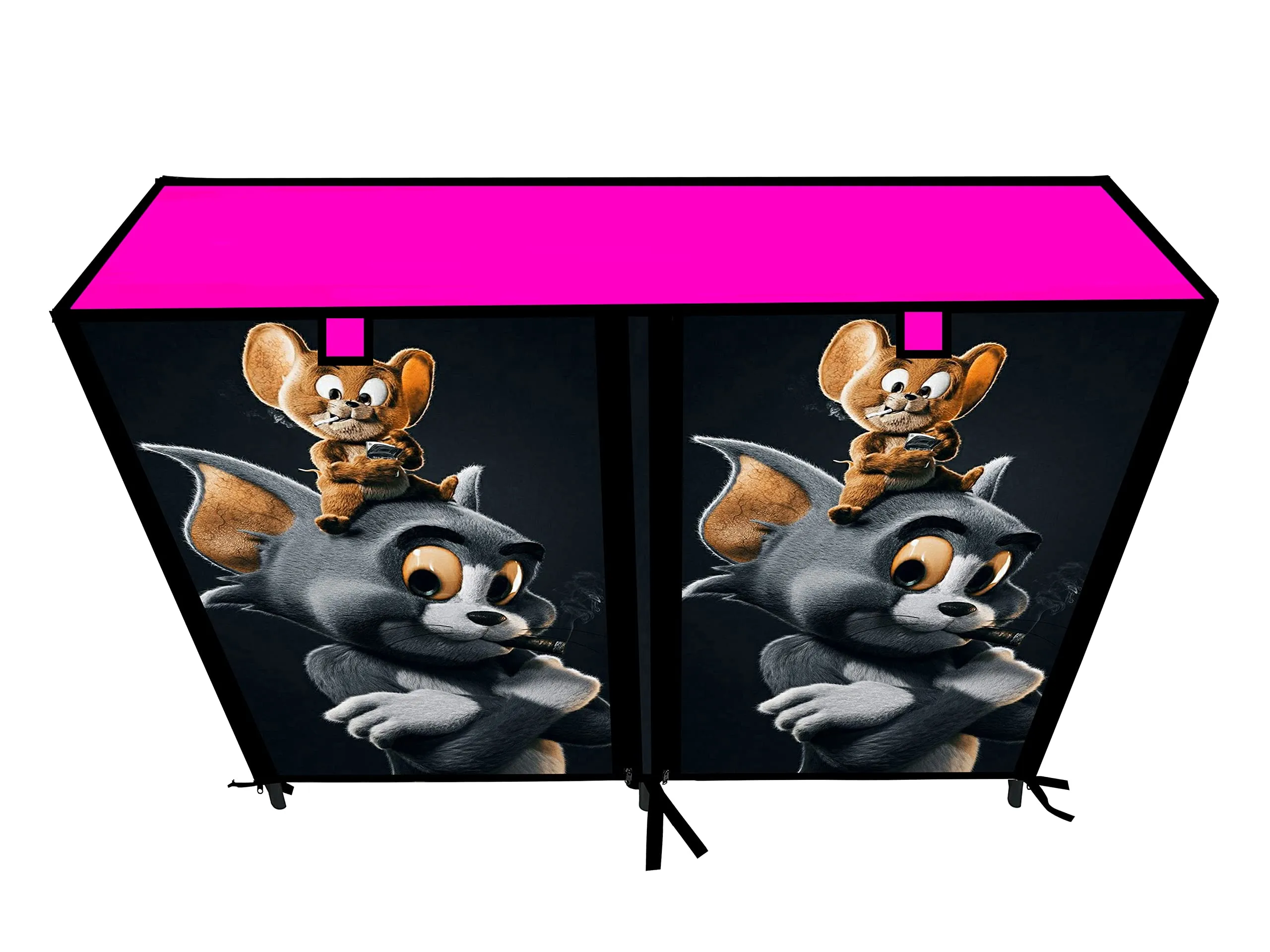 RAXON WORLD Multipurpose Collapsible 8 layer Metal Tom & Jerry Cartoon Printed Shoe Stand, Shoe Organiser for Home & Office (Pink, Metal)