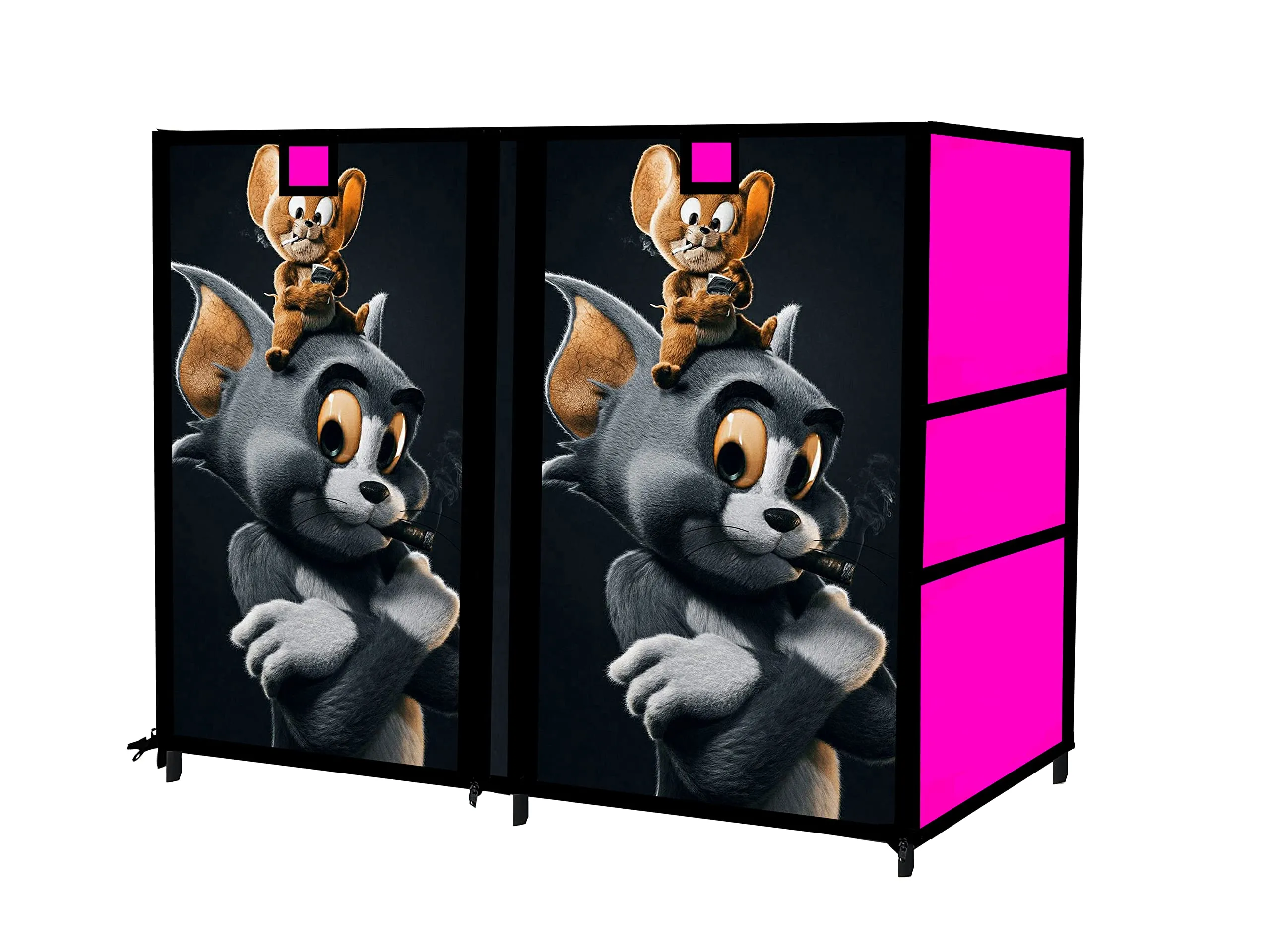 RAXON WORLD Multipurpose Collapsible 8 layer Metal Tom & Jerry Cartoon Printed Shoe Stand, Shoe Organiser for Home & Office (Pink, Metal)