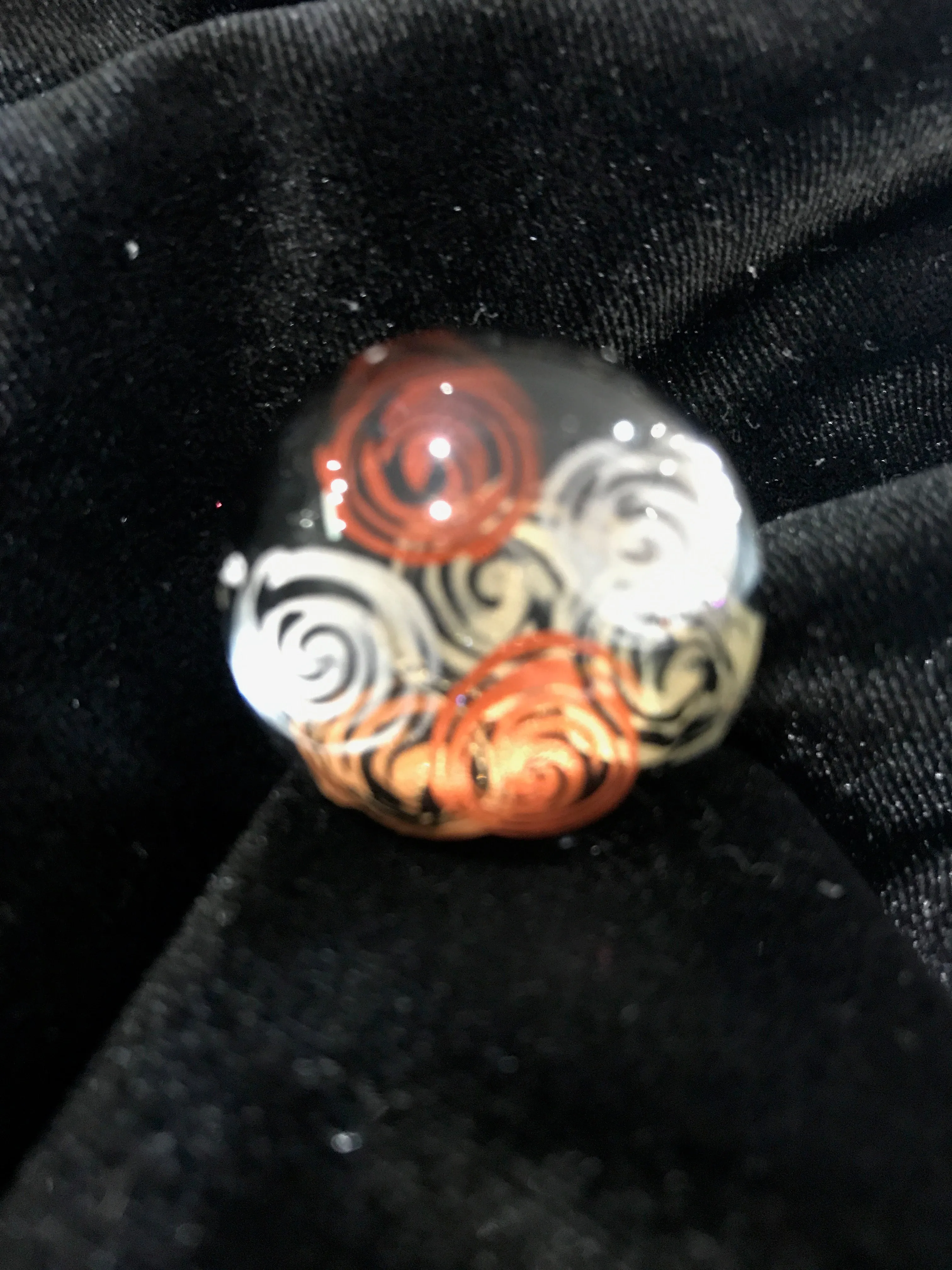 Ring  Dome Resin Ring Copper, Silver and Gold Swirls