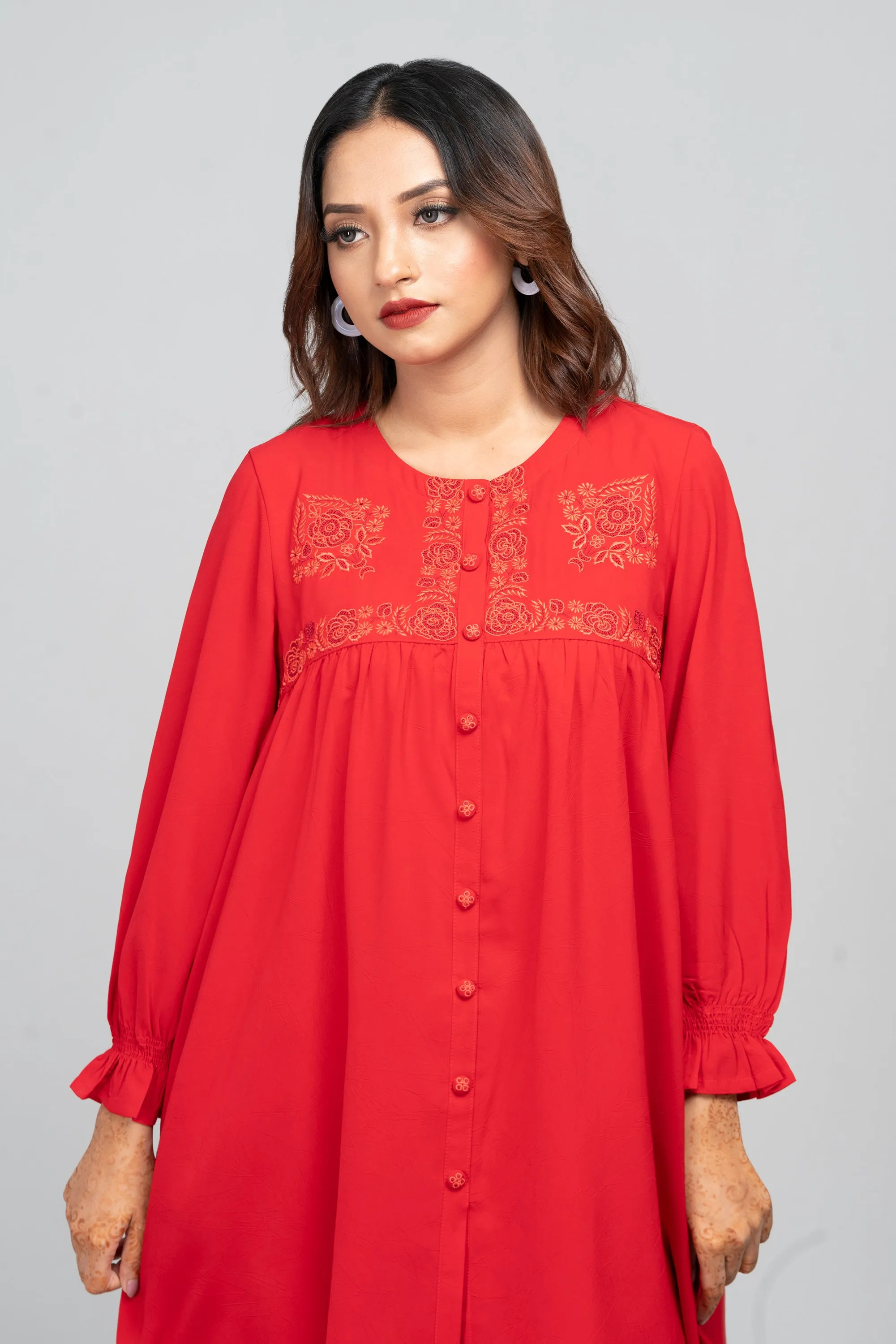 Short-Length Embroidered Ethnic Kurti