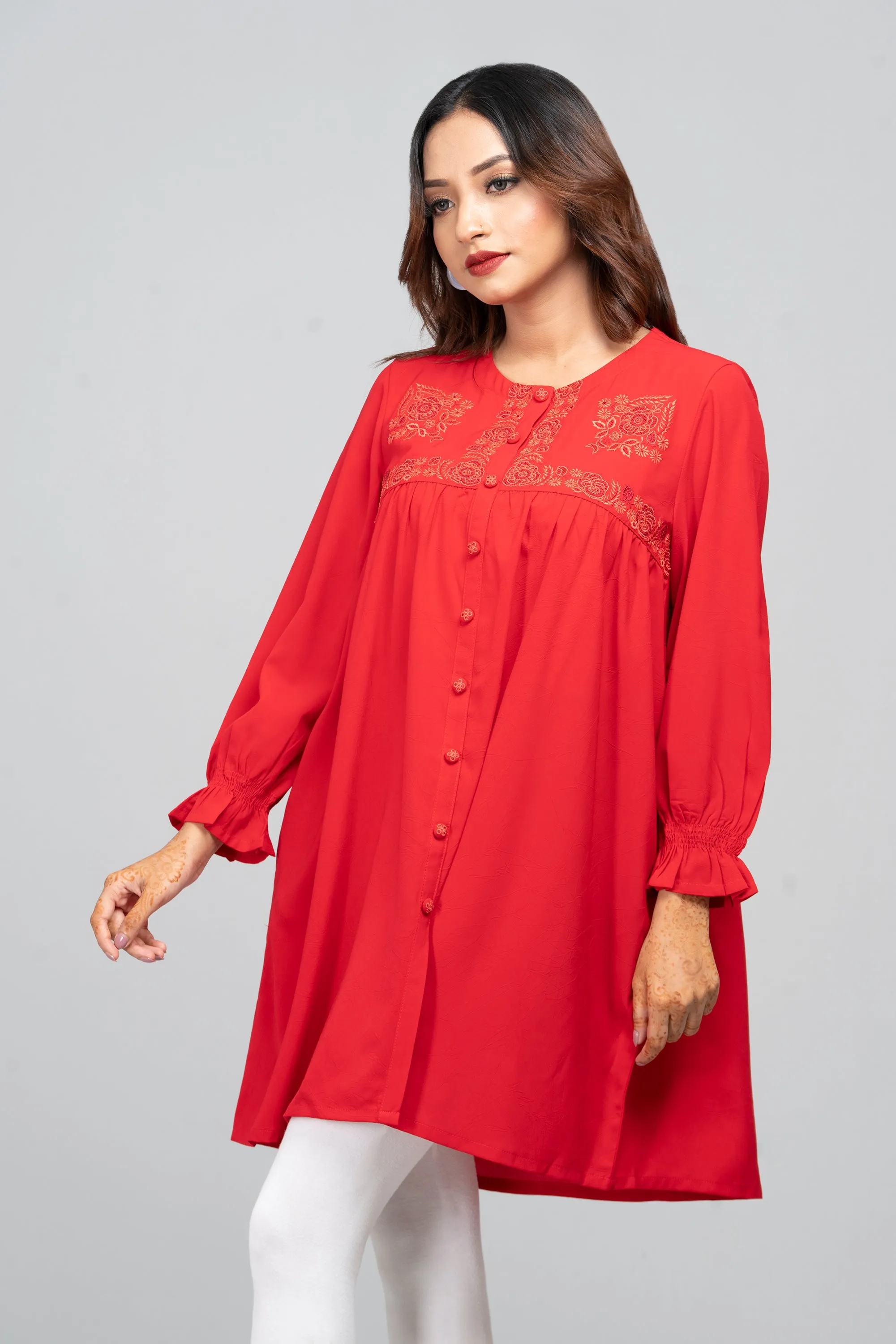 Short-Length Embroidered Ethnic Kurti