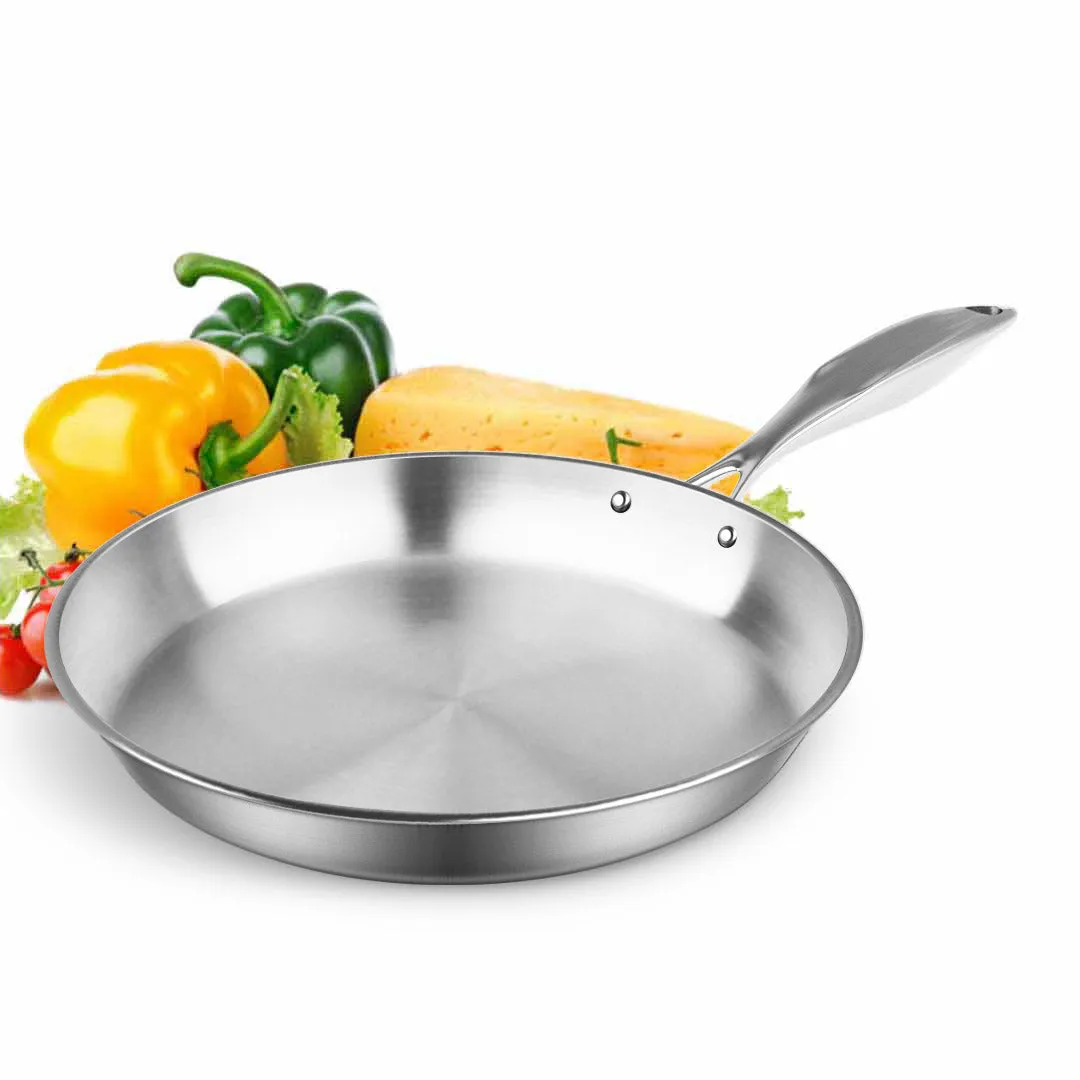 SOGA 36cm Stainless Steel Fry Pan Induction Cooking Pan with Helper Handle