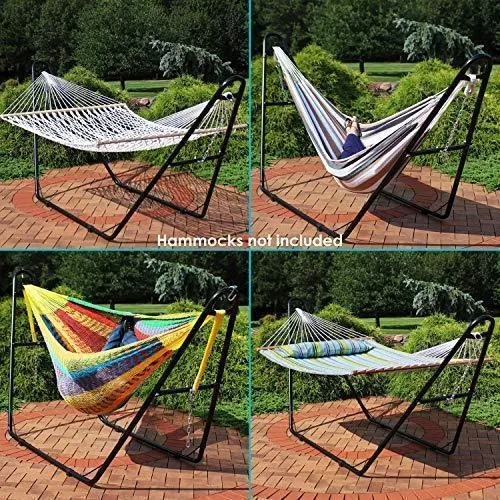Sunnydaze 550-Pound Capacity Universal Multi-Use Heavy-Duty Steel Hammock Stand, 2 Person, Fits Hammocks 9 to 14 Feet Long, Black