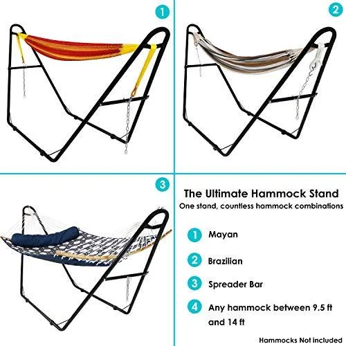 Sunnydaze 550-Pound Capacity Universal Multi-Use Heavy-Duty Steel Hammock Stand, 2 Person, Fits Hammocks 9 to 14 Feet Long, Black